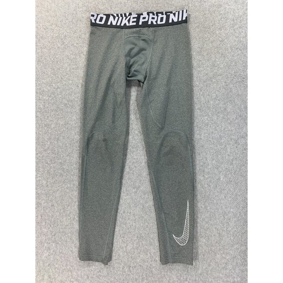Nike Dri Fit‎ Full Length Compression Tights Pants (Girl's Medium) Silver - Picture 1 of 11